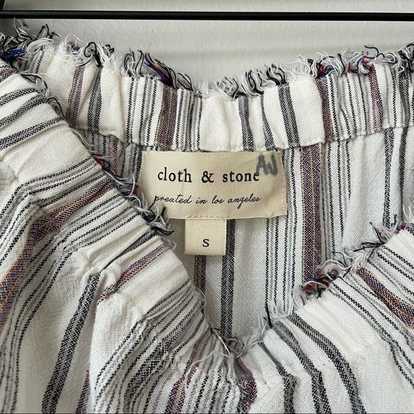 Cloth & Stone Anthropologie Striped Raw Edge Hem Jumpsuit Pantsuit Belter Romper - Picture 8 of 8